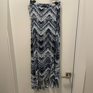 Michael Stars Blue and White Maxi Asymmetrical A-Line Skirt